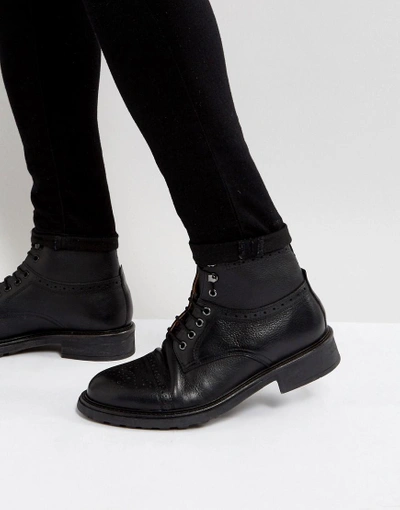 Hudson London H By Hudson Fernie Leather Lace Up Brogue Boots - Black |  ModeSens