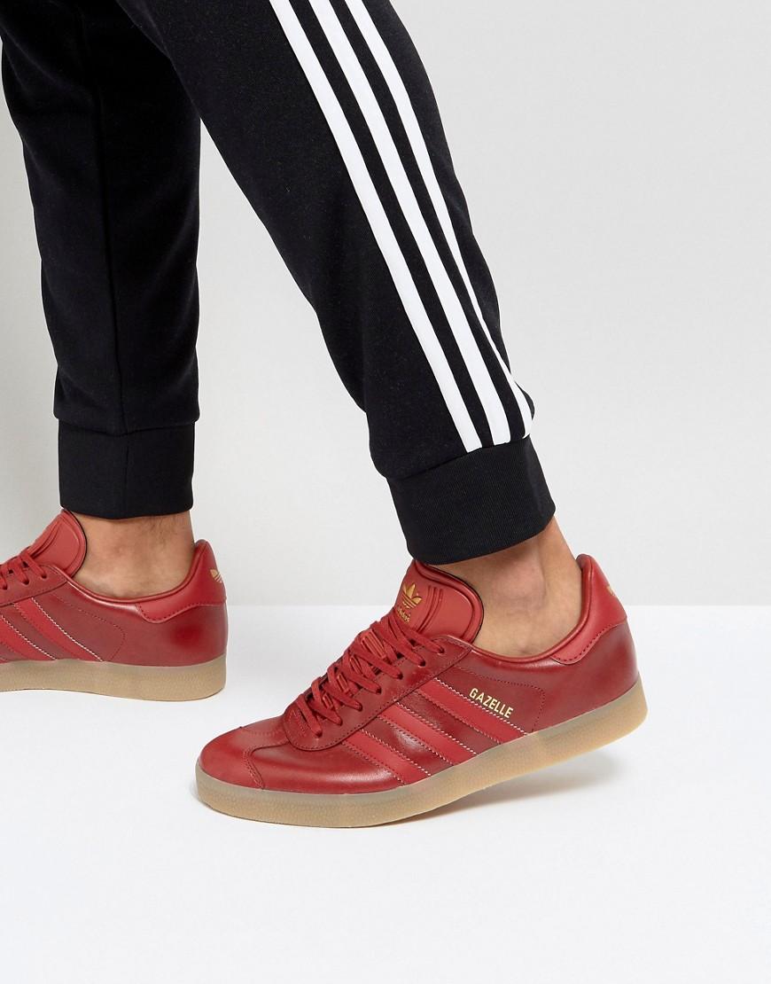 Adidas Originals Gazelle Leather Sneakers In Red Bz0025 - Red | ModeSens
