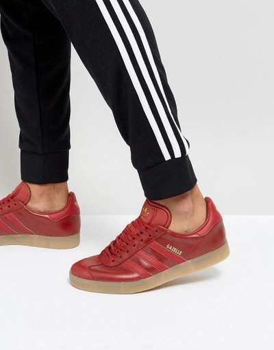 Adidas Originals Gazelle Leather Sneakers In Red Bz0025 - Red | ModeSens