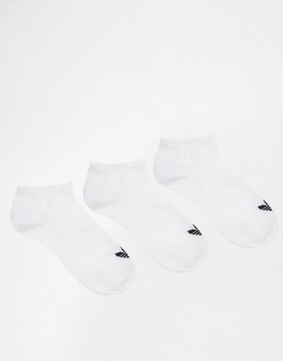Shop Adidas Originals 3 Pack Trefoil Liner Socks-white