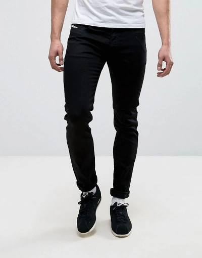 Shop Diesel Sleenker Skinny Fit Jeans In 0886z Black - Black