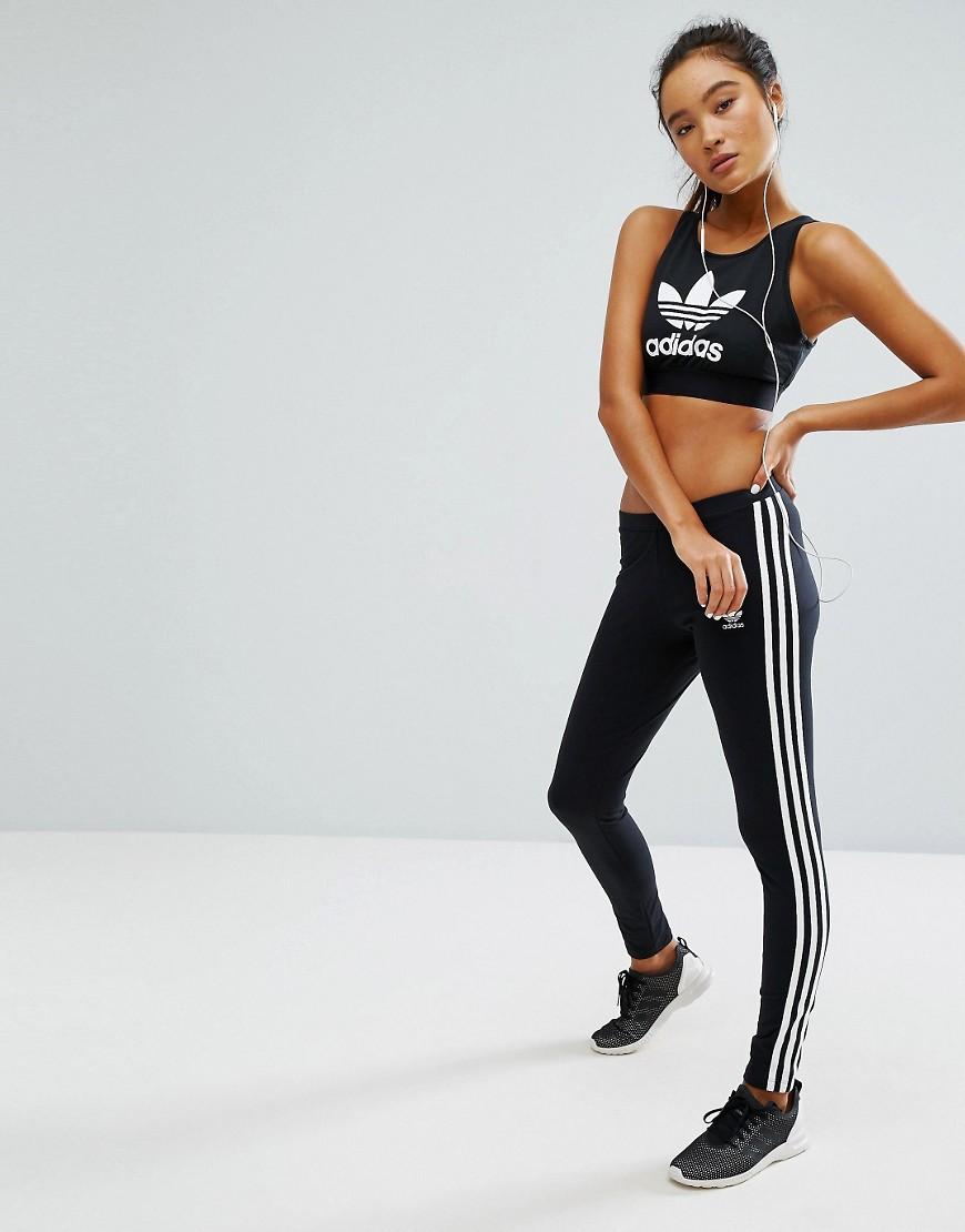 adidas originals adicolor three stripe leggings in black