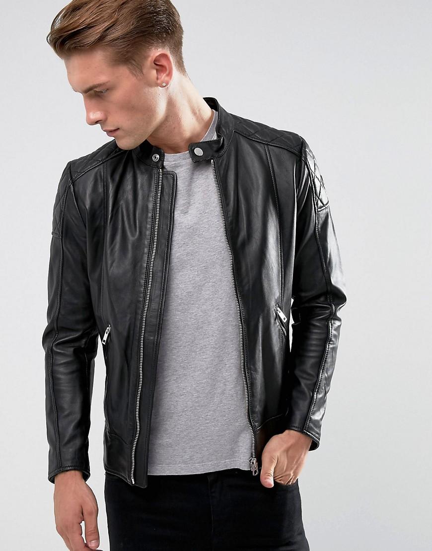Diesel L-marton Leather Biker Jacket - Black | ModeSens