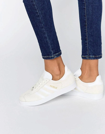 Adidas Originals Off White Suede Gazelle Trainers - White | ModeSens