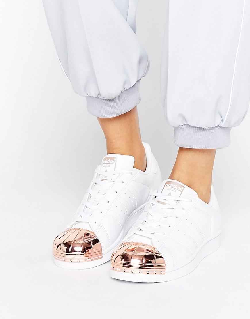 adidas superstar rose gold metal toe