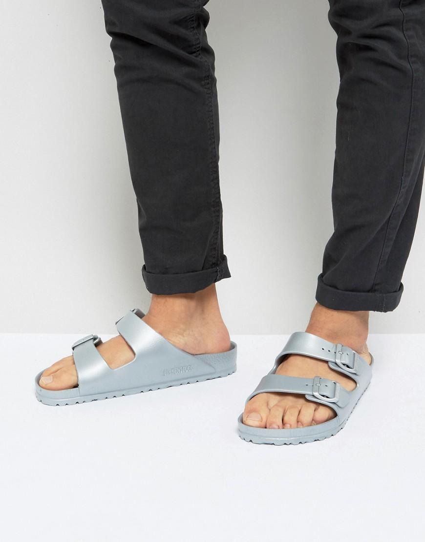 Birkenstock Arizona Eva Metallic Sandals In Silver Silver Modesens