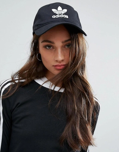 Shop Adidas Originals Logo Cap In Black - Black