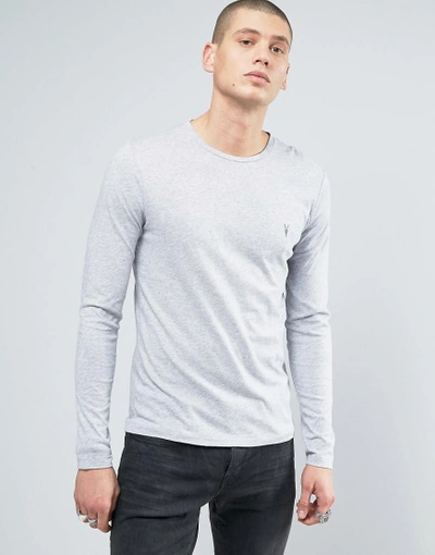 Shop Allsaints Tonic Long Sleeve Ramskull Logo T-shirt In Gray Marl-grey
