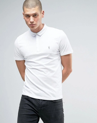 Shop Allsaints Suspender Ramskull Logo Polo Shirt In White