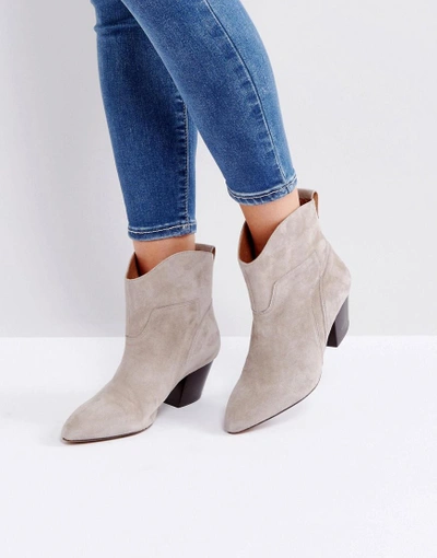 Shop Hudson London London Karyn Taupe Suede Mid Heeled Ankle Boots - Beige