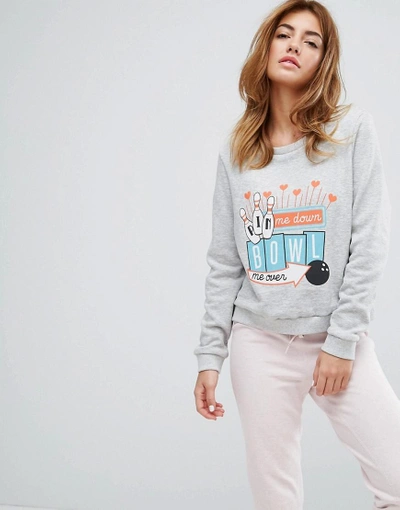 Shop Minkpink Bowl Me Over Night Lounge Sweater - Gray
