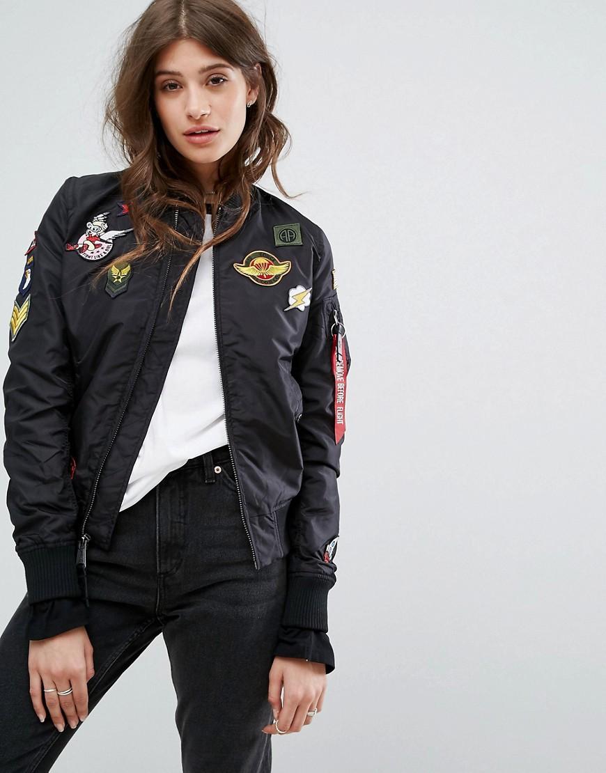 Alpha Industries Ma-1 Tt Bomber Jacket With Patches - Black | ModeSens