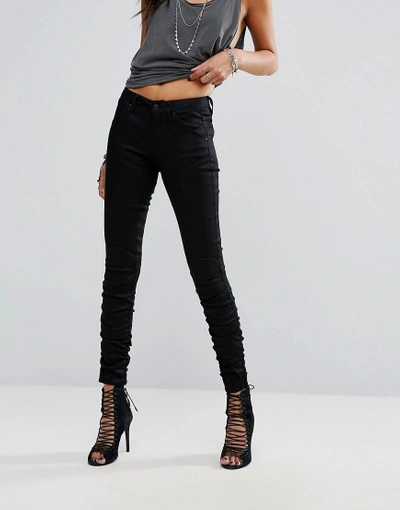 Shop G-star 5620 Mid Rise Skinny Jean With Ruched Ankle - Blue