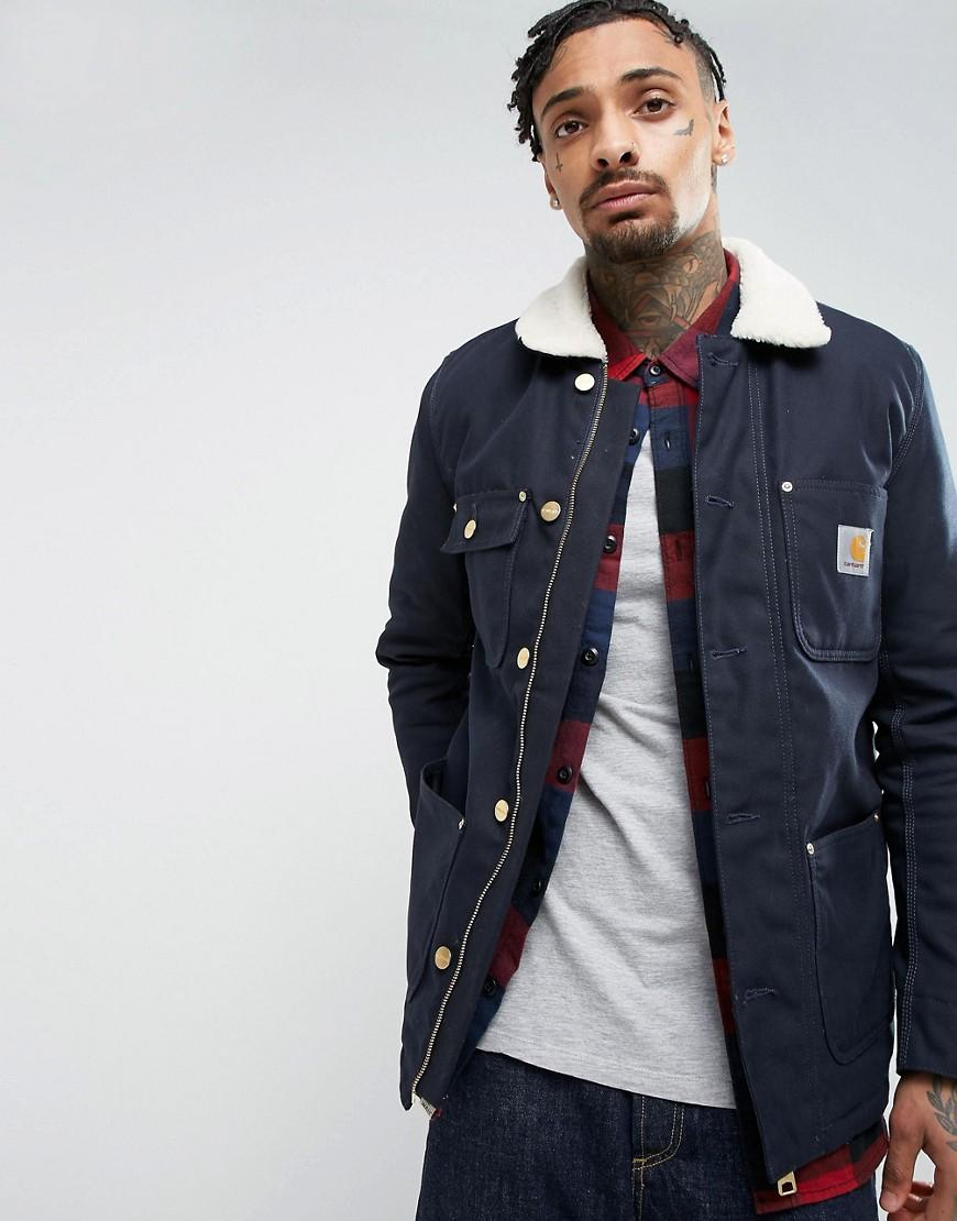 Carhartt Wip Phoenix Jacket With Faux Shearling Collar - Navy | ModeSens