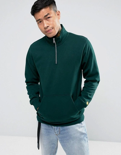 Carhartt Wip Chase Neck Zip Regular Fit Sweatshirt - Green | ModeSens
