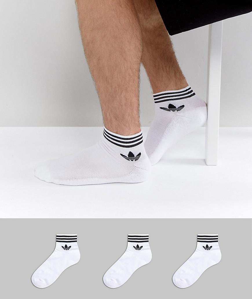 Adidas Originals 3 Pack Ankle Socks In White Az6288 - White | ModeSens