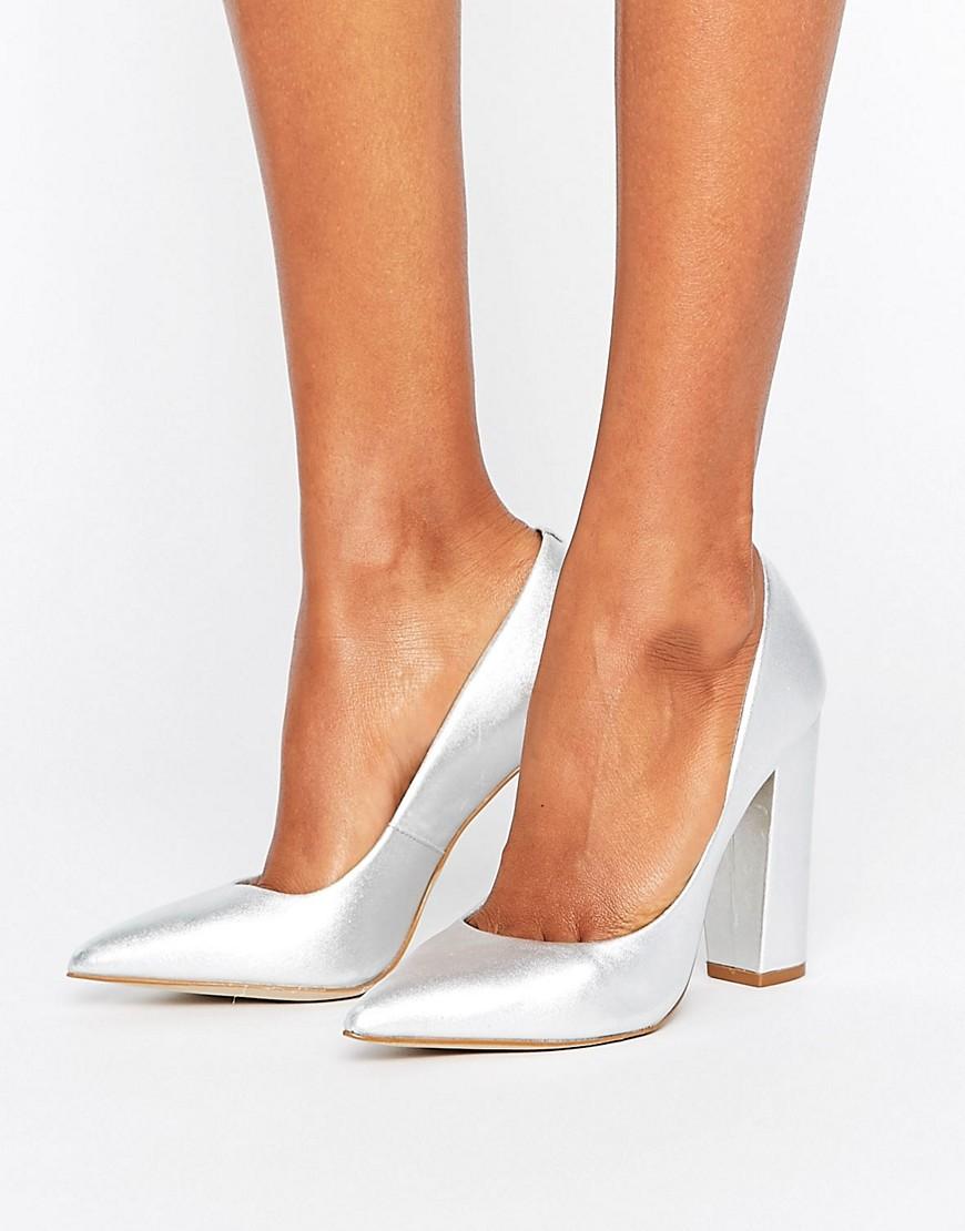 steve madden silver block heel