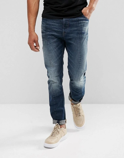 Shop G-star Lanc 3d Tapered Jeans Dark Aged - Blue