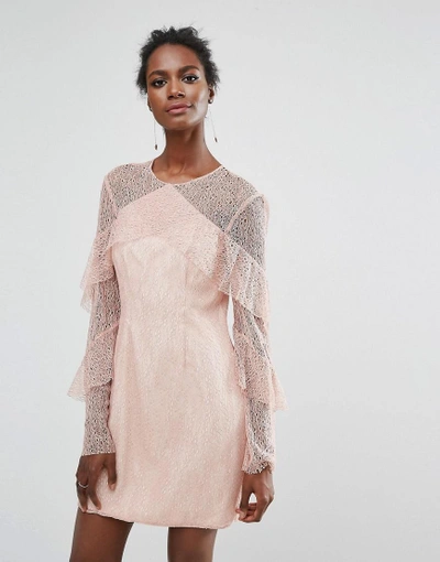 Shop Keepsake Wide Awake Lace Frill Mini Dress - Pink