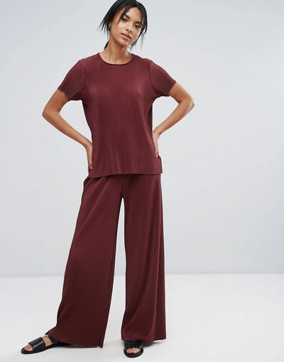 Shop Just Female Quint Plisse Wide Pants - Red