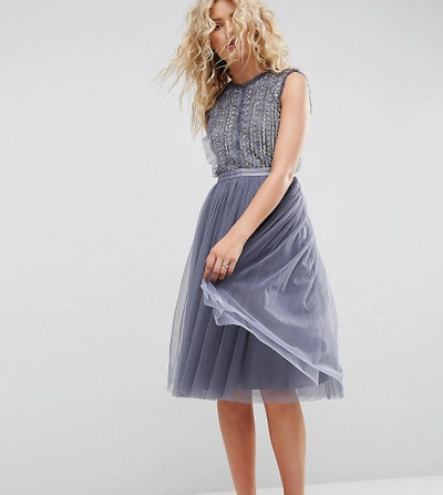Shop Needle & Thread Embellished Midi Tulle Dress - Blue