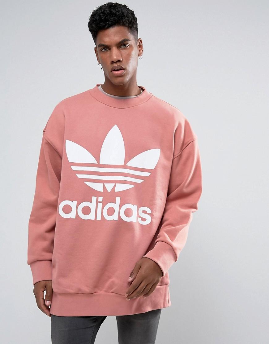 Adidas Originals Trefoil Crew Neck Sweatshirt In Pink
