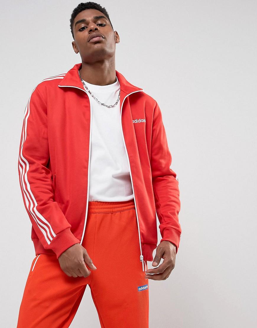 adidas beckenbauer jacket red