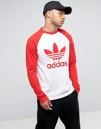 Adidas Originals Trefoil Ls Raglan T-shirt In White Br4320 - White |  ModeSens