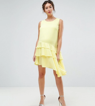 Shop Queen Bee Maternity Asymetric Ruffle Hem Mini Dress - Yellow
