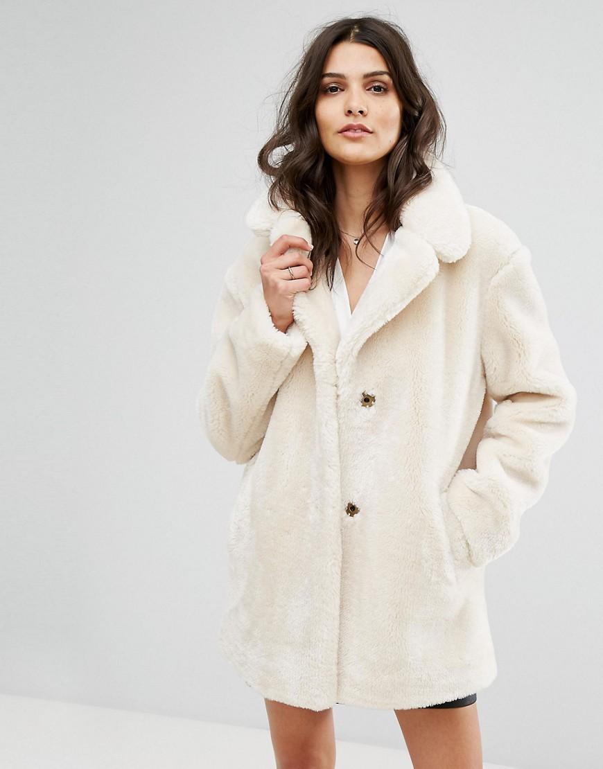 Ba&sh Teddy Bear Faux Fur Coat - Cream | ModeSens