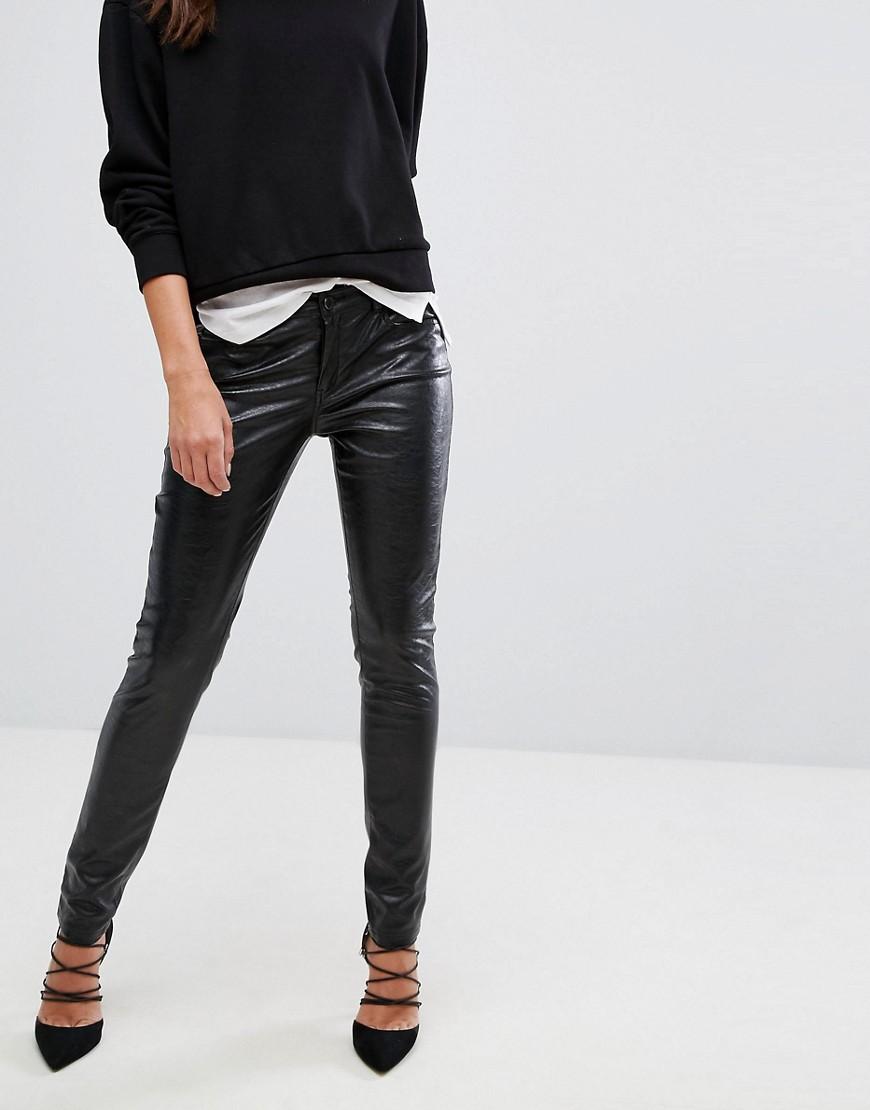 leather look skinny pants