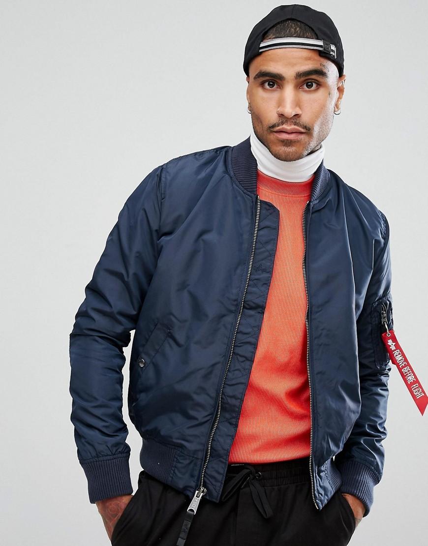 Alpha Industries Ma 1 Tt Bomber Jacket Slim Fit In Navy Navy Modesens