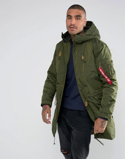 Alpha Industries Hooded Fishtail Parka In Dark Green - Green | ModeSens