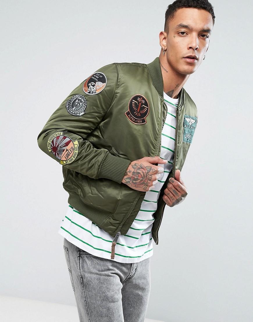Бомбер Alpha industries зеленый