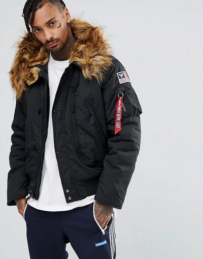 Alpha Industries Polar Parka Bomber Jacket Detachable Faux Fur In Black -  Black | ModeSens