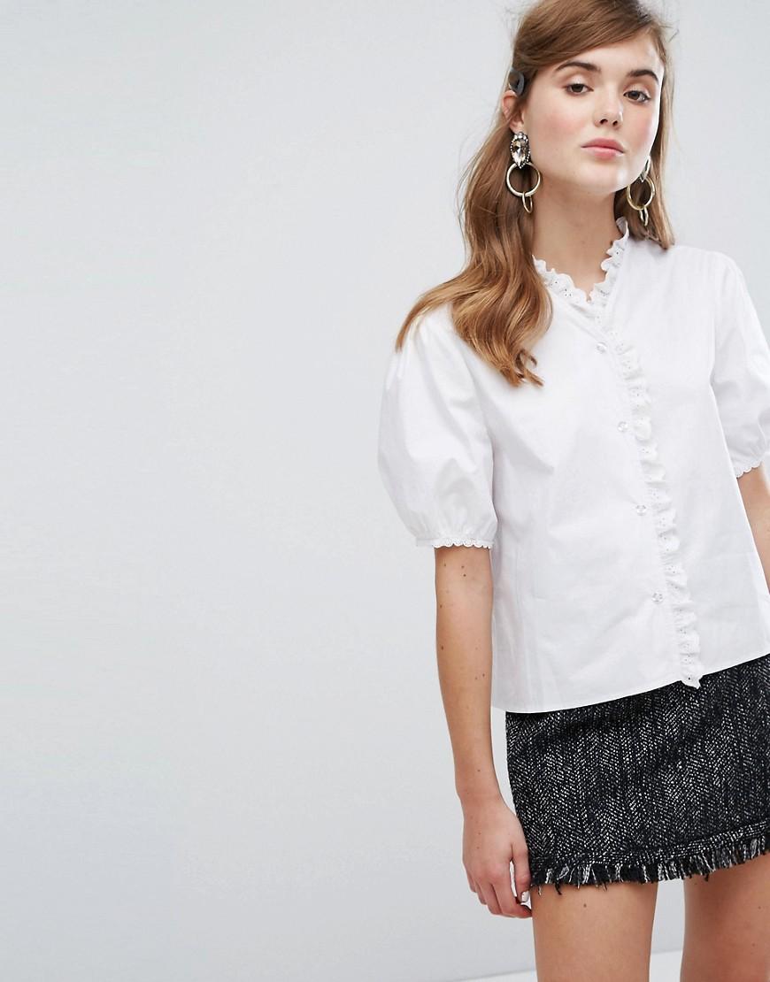 Sister Jane Blouse With Broderie Trim - White | ModeSens