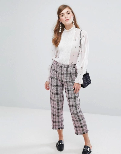 Shop Sister Jane Cropped Pants In Tweed Check - Pink