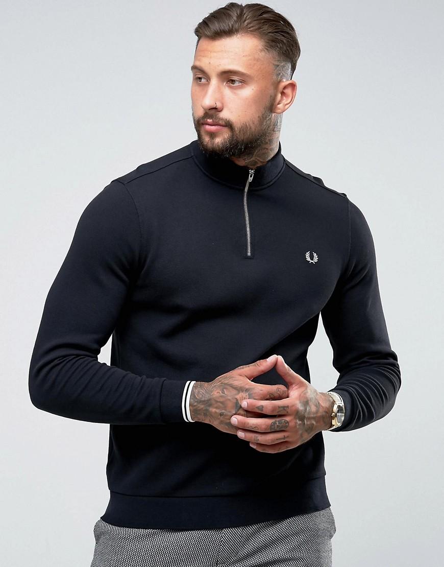 fred perry half zip pique sweatshirt