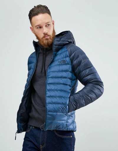 The North Face Trevail Hooded Lightweight Down Jacket In 2 Tone Blue - Blue  | ModeSens