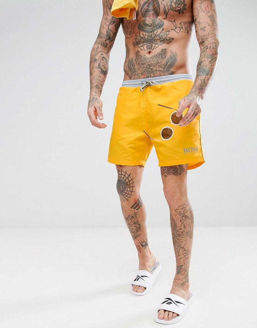 hugo boss yellow swim shorts