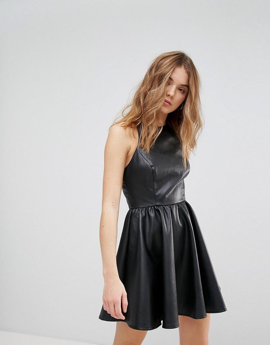 leather look skater dress