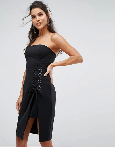 Shop Finders Keepers Finders Unbelievers Bandeau Dress With Lattice Tie - Black