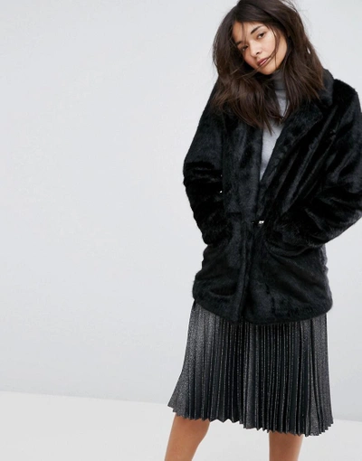 Shop Urbancode Urban Code Oversized Faux Fur Coat - Black