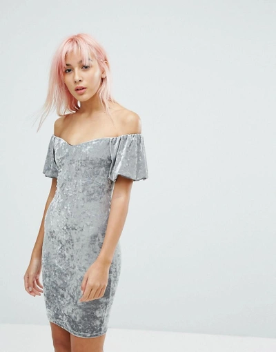Shop New Look Crushed Velvet Bardot Bodycon Dress - Multi