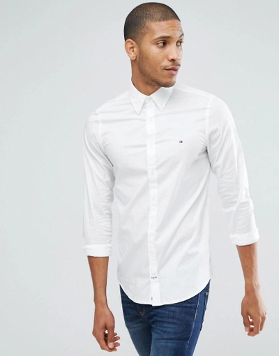 Tommy Hilfiger Oxford Shirt With Stretch In Slim Fit In White - White |  ModeSens