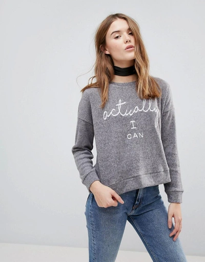 Shop New Look Actually I Can Sweater - Gray