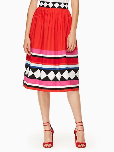 Shop Kate Spade Geo Border Poplin Skirt In Size 0