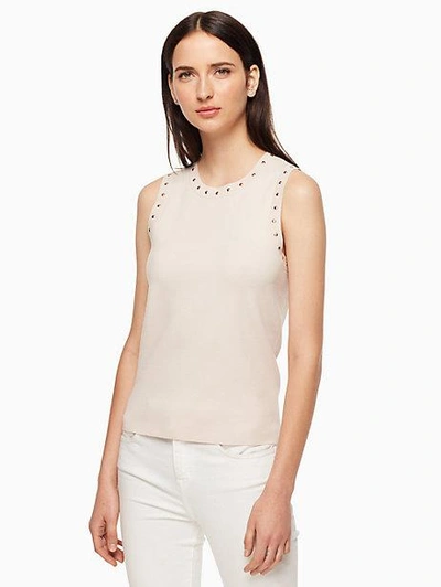 Shop Kate Spade Sleeveless Studded Sweater In Rose Dew