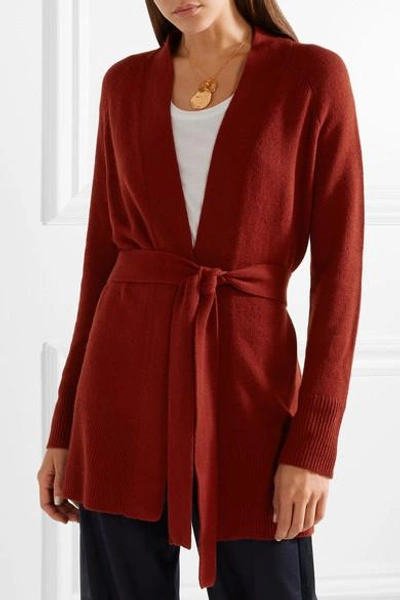 Shop Theory Malinka Belted Cashmere Cardigan In Red