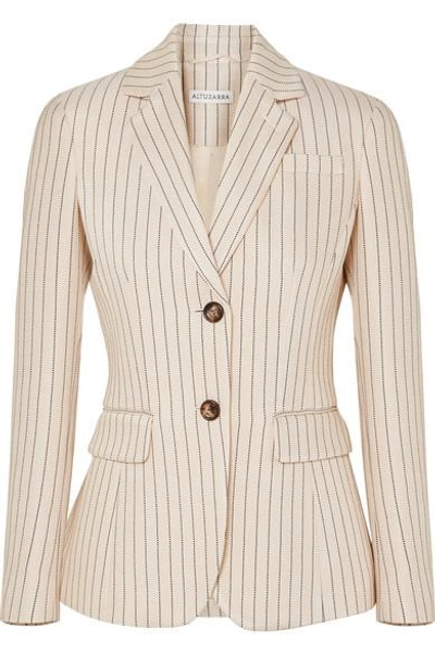 Shop Altuzarra Fenice Pinstriped Ottoman Blazer In Cream